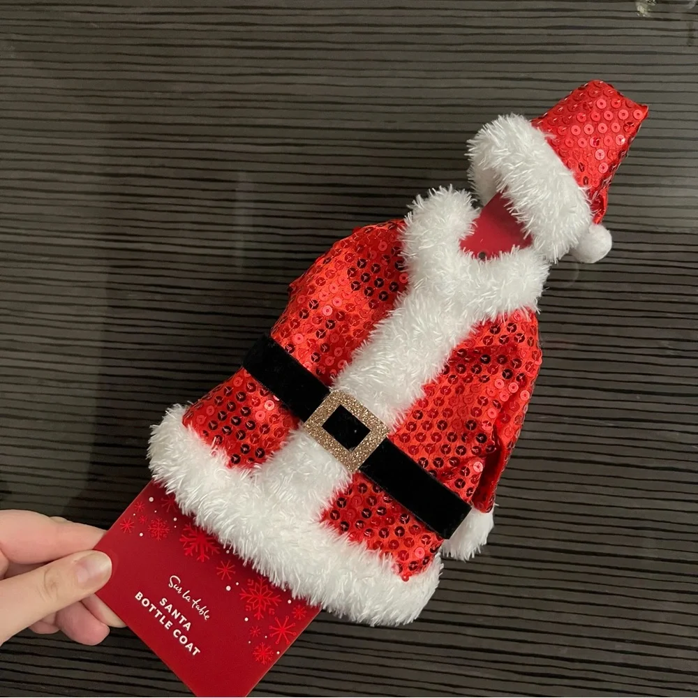 Santa bottle gift bag with topper NWT